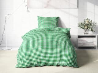 Cotton bed linen green checkered by Stofex.