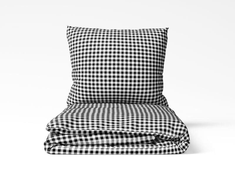 Cotton bed linen black checkered by Stofex.