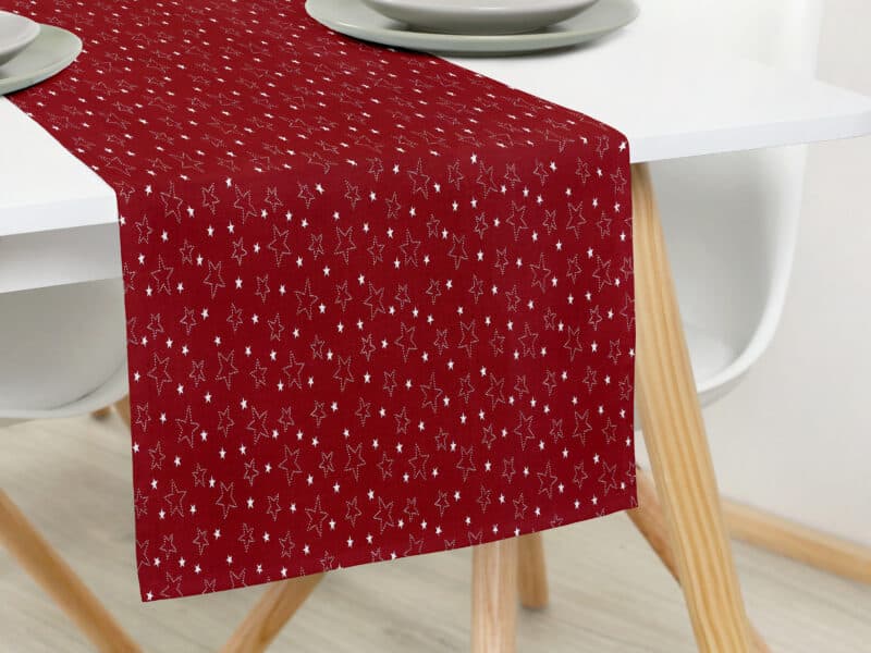 Christmas cotton table runner stars on red by Stofex.