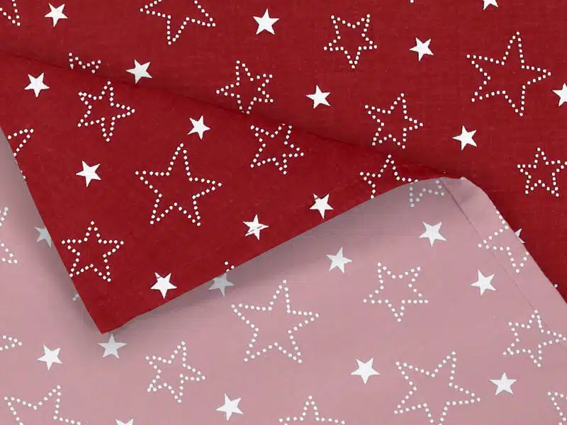 Christmas cotton tablecloth stars on red by Stofex.