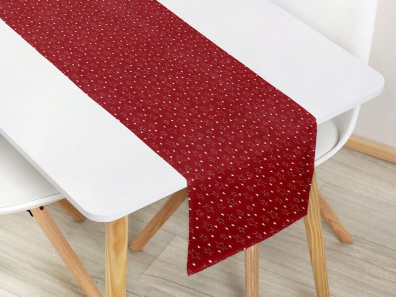 Christmas cotton table runner stars on red by Stofex.