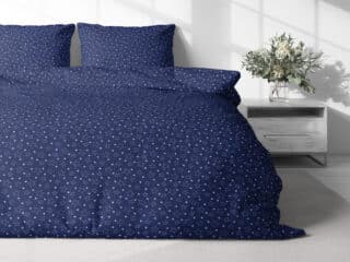 Christmas cotton bed linen white stars on blue by Stofex.