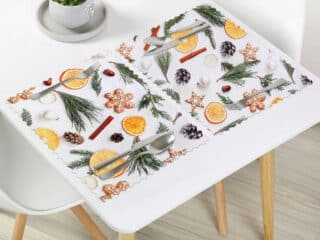 Christmas Teflon placemat gingerbread and orange by Stofex.