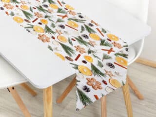 Christmas Teflon table runner gingerbread and orange by Stofex.