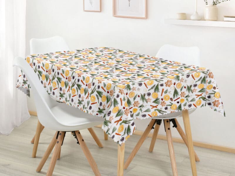 Christmas Teflon square tablecloth gingerbread and orange by Stofex.