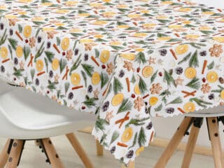 Christmas Teflon square tablecloth gingerbread and orange by Stofex.