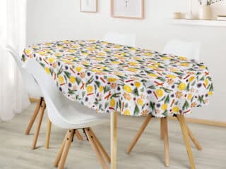 Christmas Teflon oval tablecloth gingerbread and orange by Stofex.