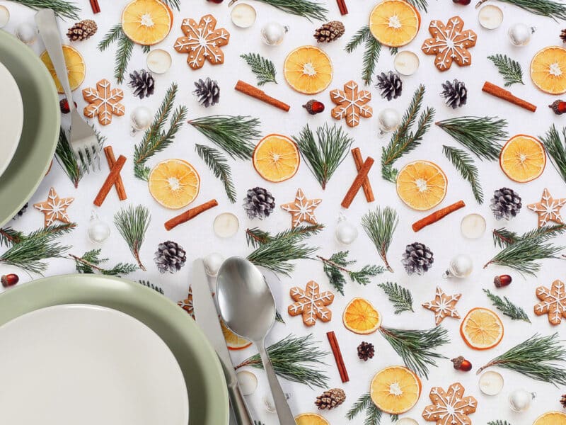 Christmas Teflon tablecloth gingerbread and orange by Stofex.