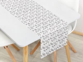 Christmas Teflon table runner snowflakes on white by Stofex.