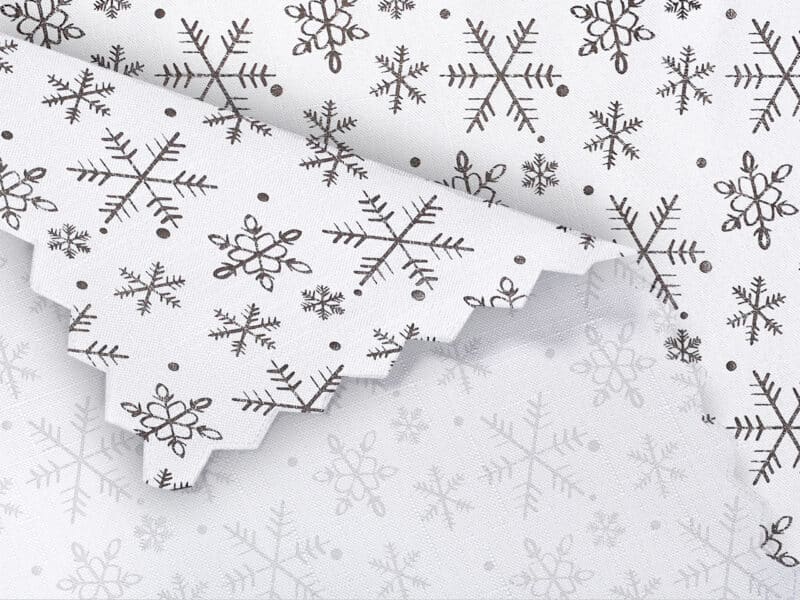 Christmas Teflon tablecloth snowflakes on white by Stofex.