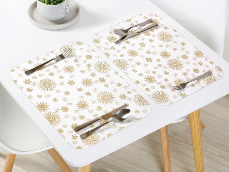 Christmas Teflon placemat golden snowflakes by Stofex.