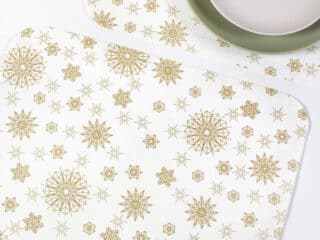 Christmas Teflon placemat golden snowflakes by Stofex.