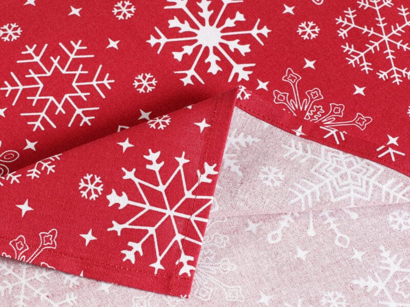 Christmas terra cotton placemat snowflakes on red by Stofex.