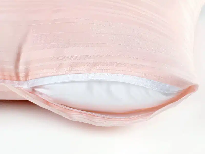 Shiny damask pillowcase stripes pink by Stofex.