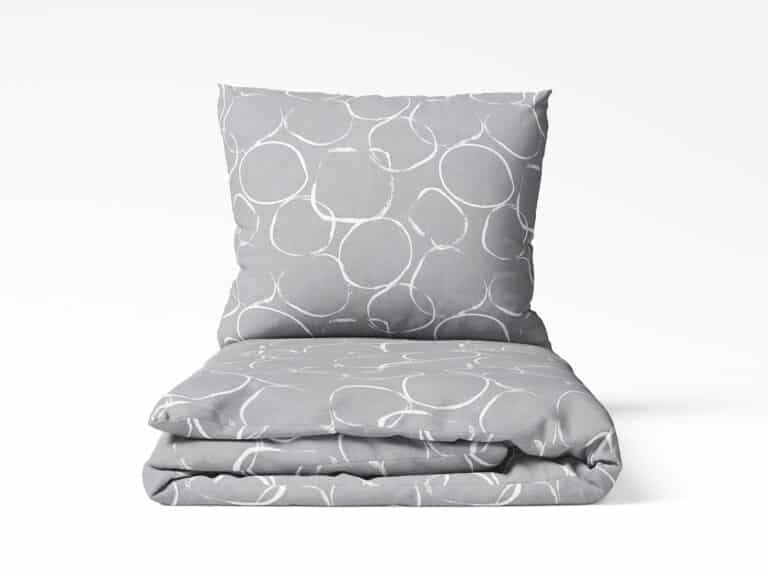 Flannel bed linen white circles on grey by Stofex.