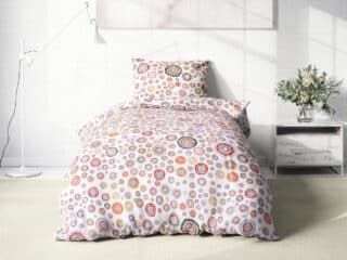 Flannel bed linen colourful circles on white by Stofex.