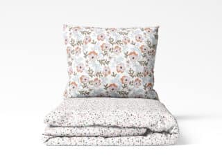 Flannel bed linen brown flowers on white by Stofex.