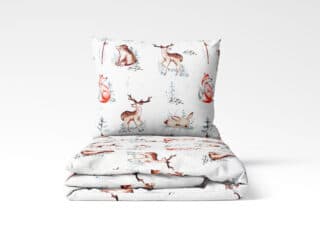 Flannel bed linen deer on white by Stofex.