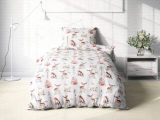 Flannel bed linen deer on white by Stofex.