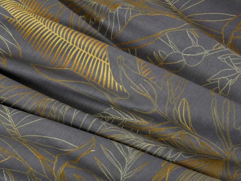 Flannel bed linen golden leaves on grey by Stofex.