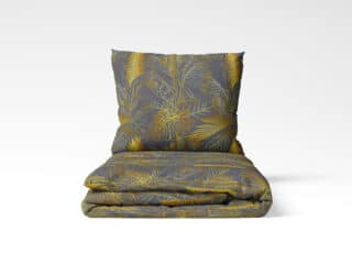 Flannel bed linen golden leaves on grey by Stofex.