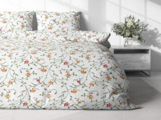 Flannel bed linen climbing flowers on white by Stofex.