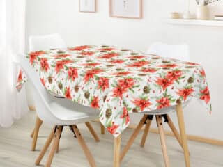 Christmas square Loneta tablecloth Christmas flower by Stofex.