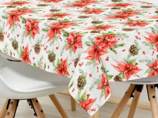 Christmas square Loneta tablecloth Christmas flower by Stofex.