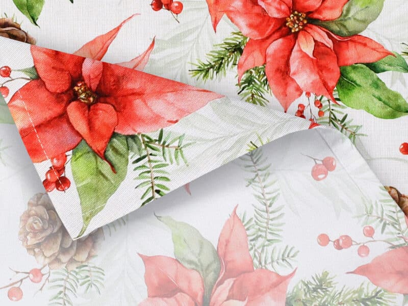 Christmas Loneta tablecloth Christmas flower by Stofex.