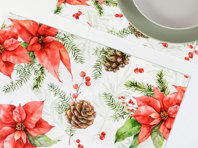 Christmas placemat Loneta Christmas flower by Stofex.