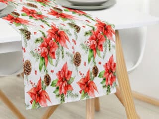 Christmas table runner Loneta Christmas flower by Stofex.