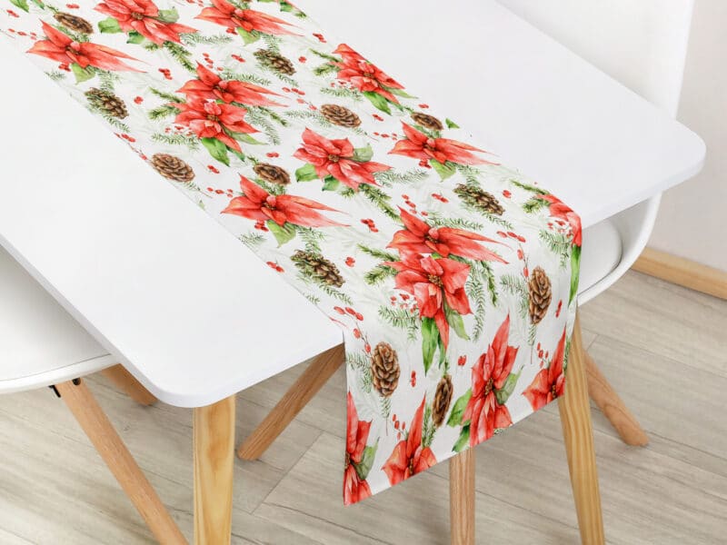 Christmas table runner Loneta Christmas flower by Stofex.