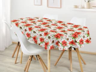 Christmas oval Loneta tablecloth Christmas flower by Stofex.