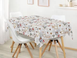 Christmas square Loneta tablecloth rocking horse by Stofex.