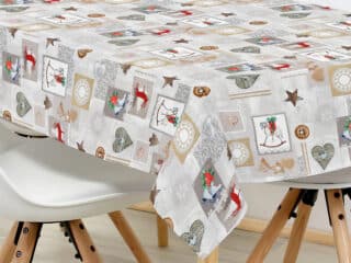 Christmas square Loneta tablecloth rocking horse by Stofex.