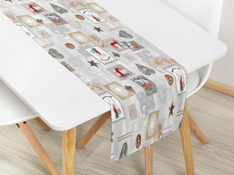 Christmas table runner Loneta rocking horse by Stofex.