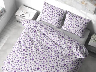 Satin bed linen pansies by Stofex.