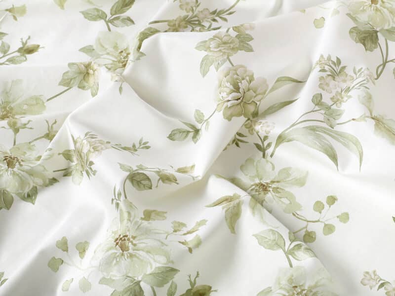 Satin bed linen khaki flowers by Stofex.