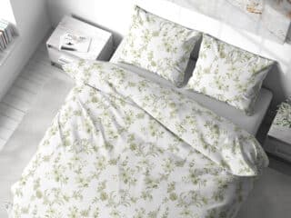 Satin bed linen khaki flowers by Stofex.