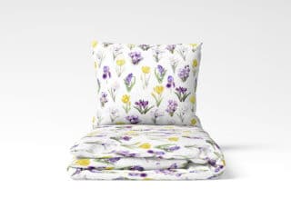 Satin bed linen crocus flowers by Stofex.