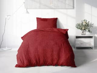 Christmas cotton bed linen white stars on red by Stofex.