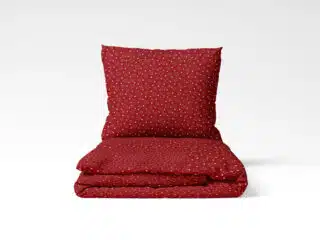 Christmas cotton bed linen white stars on red by Stofex.