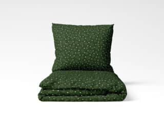 Christmas cotton bed linen white stars on green by Stofex.