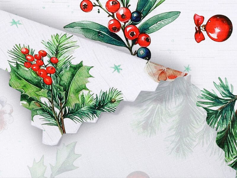 Christmas Teflon tablecloth holly with pine cone by Stofex.