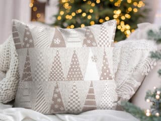 Christmas LONETA pillowcase beige tree on gold by Stofex.