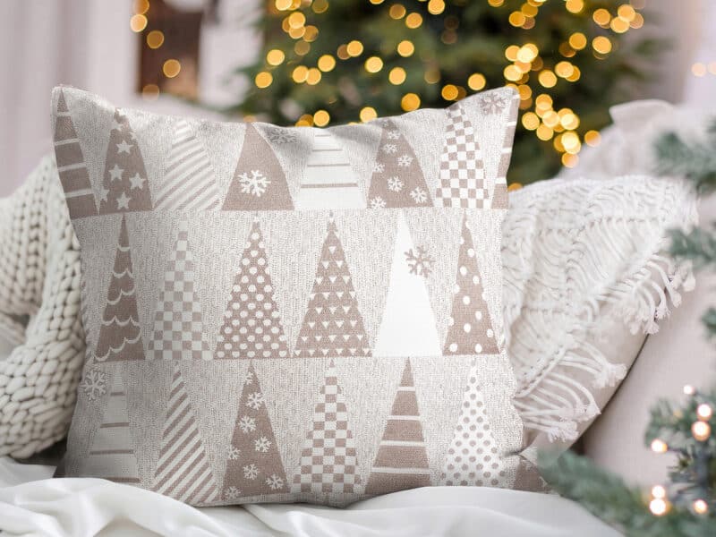 Christmas LONETA pillowcase beige tree on gold by Stofex.