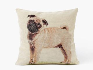 Tapestry pillowcase pug on beige by Stofex.