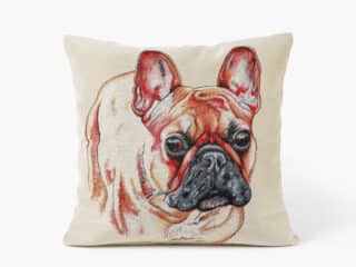 Tapestry pillowcase bulldog on beige by Stofex.