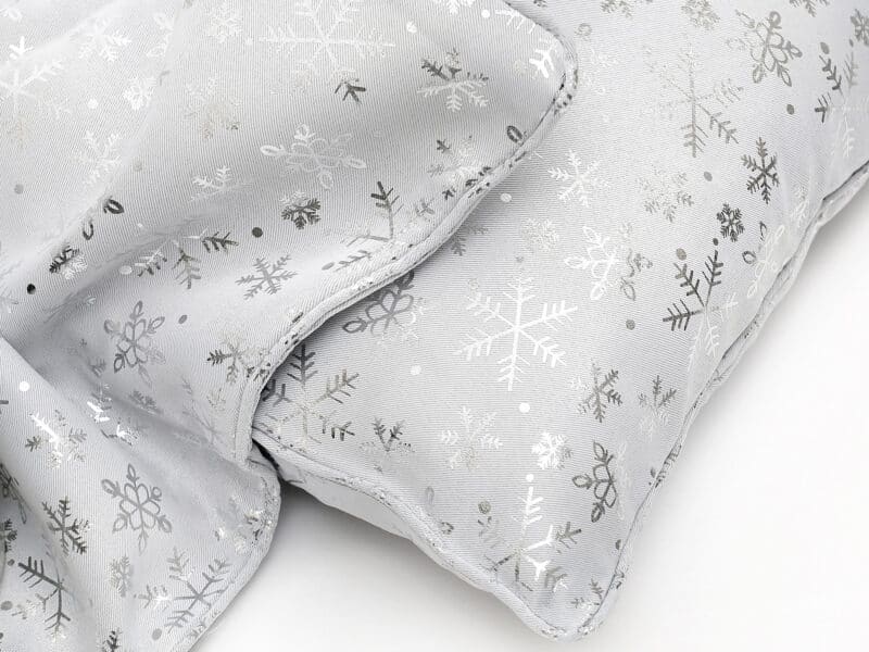 Christmas pillowcase silver snowflakes on white by Stofex.