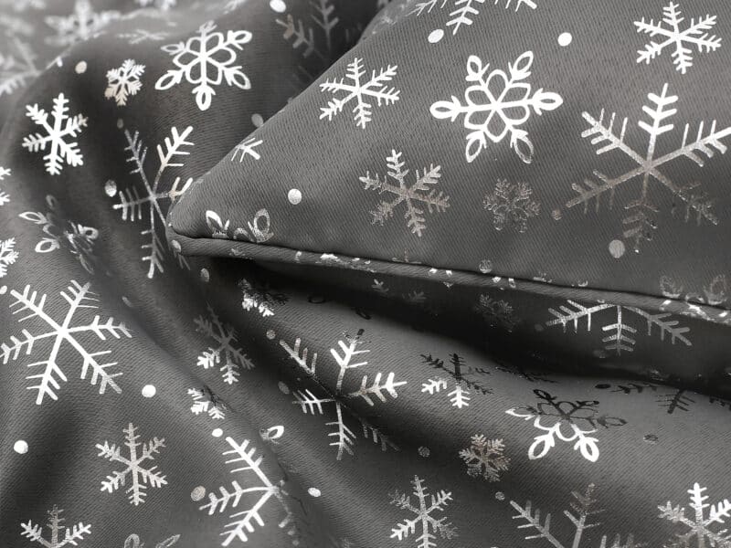 Christmas pillowcase silver snowflakes on grey by Stofex.